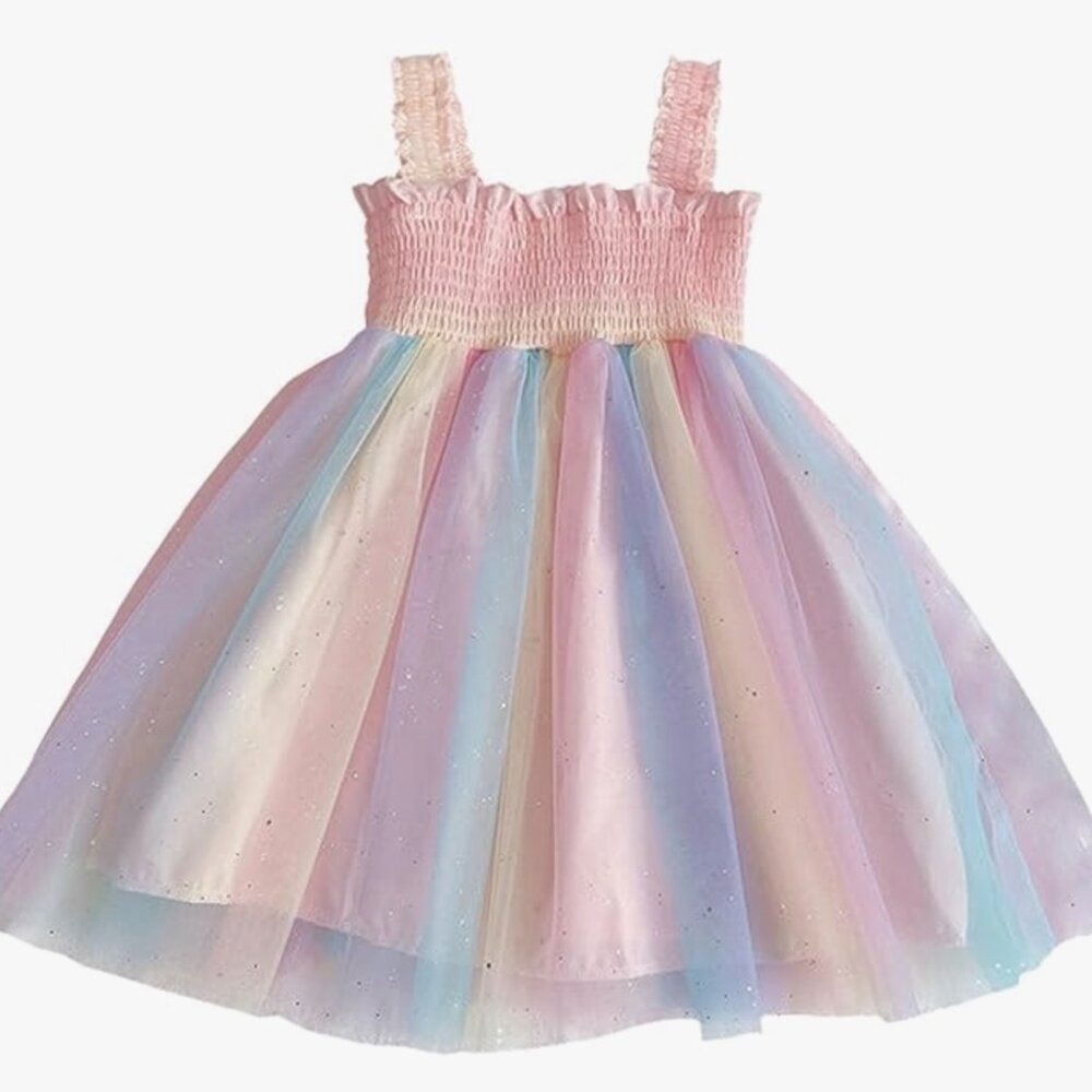 RETSUGO Multicolored Pastel Tulle Smocked Dress